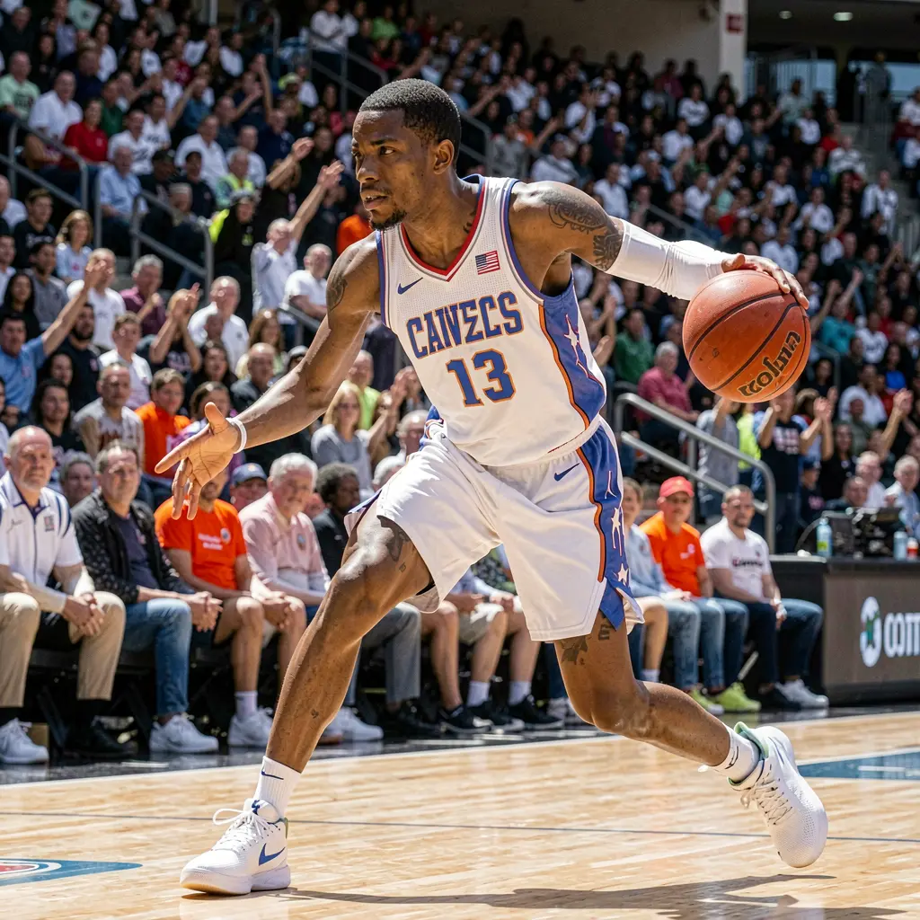 Dynamic moment of a basketball player driving to the basket in a packed arena showcasing the excitement of live basketball betting with FFFPH in the Philippines